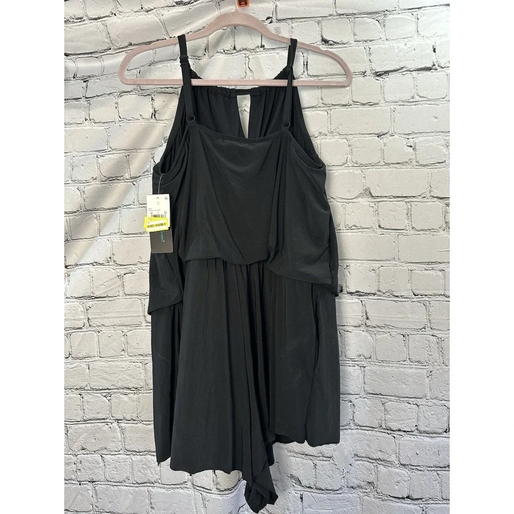 Aqua Green UPF 50 High Neck Swim Romper w/ Pockets One Piece Swimsuit 17 Black